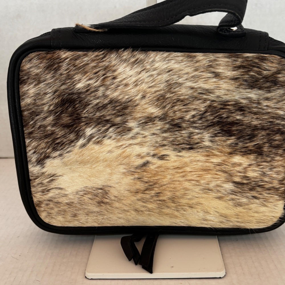 Cowhide Leather Jewelry Organizer Case Women's Large Brown Black‎ Western New